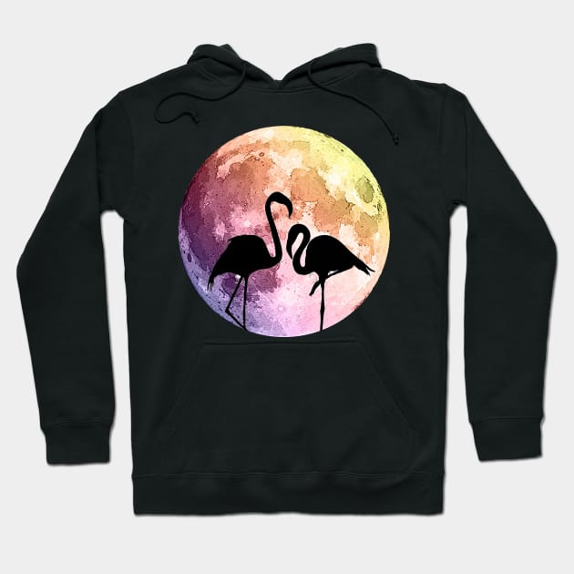 Flamingo and pink moon Hoodie by Collagedream